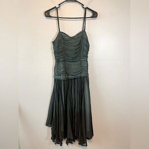 Binetti Olive green military flapper inspired silk dress size 2